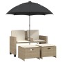 Garden sofa 2 seats with umbrella and beige PE rattan stools by , Outdoor sofas - Ref: Foro24-365886, Price: 250,63 €, Discou...