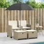 Zweiplätziges Gartensofa mit Sonnenschirm und Hockern aus beigem PE-Rattan. von , Outdoor-Sofas - Ref: Foro24-365886, Preis: ...