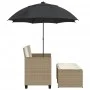 Zweiplätziges Gartensofa mit Sonnenschirm und Hockern aus beigem PE-Rattan. von , Outdoor-Sofas - Ref: Foro24-365886, Preis: ...