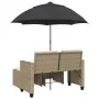 Zweiplätziges Gartensofa mit Sonnenschirm und Hockern aus beigem PE-Rattan. von , Outdoor-Sofas - Ref: Foro24-365886, Preis: ...