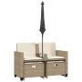 Garden sofa 2 seats with umbrella and beige PE rattan stools by , Outdoor sofas - Ref: Foro24-365886, Price: 250,63 €, Discou...