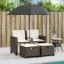 Garden sofa 2-seater with umbrella and brown PE rattan stools by , Outdoor sofas - Ref: Foro24-365884, Price: 245,78 €, Disco...