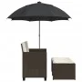Garden sofa 2-seater with umbrella and brown PE rattan stools by , Outdoor sofas - Ref: Foro24-365884, Price: 245,78 €, Disco...