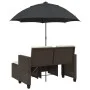 Garden sofa 2-seater with umbrella and brown PE rattan stools by , Outdoor sofas - Ref: Foro24-365884, Price: 245,78 €, Disco...