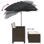 Garden sofa 2-seater with umbrella and brown PE rattan stools by , Outdoor sofas - Ref: Foro24-365884, Price: 245,78 €, Disco...