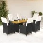 Set de comedor de jardín 7 pzas y cojines ratán sintético negro de , Conjuntos de jardín - Ref: Foro24-3276861, Precio: 845,9...