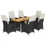 Set de comedor de jardín 7 pzas y cojines ratán sintético negro de , Conjuntos de jardín - Ref: Foro24-3276861, Precio: 845,9...