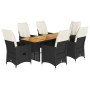 Set de comedor de jardín 7 pzas y cojines ratán sintético negro de , Conjuntos de jardín - Ref: Foro24-3276688, Precio: 778,2...
