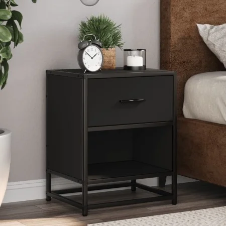 Nachttisch aus schwarzem Ingenieurholz 40x31x50 cm von , Nachttische - Ref: Foro24-848684, Preis: 48,35 €, Rabatt: %