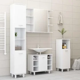 4-teiliges Badezimmermöbelset aus weißem Holzwerkstoff von vidaXL, Badezimmermöbel - Ref: Foro24-3056898, Preis: 223,60 €, Ra...