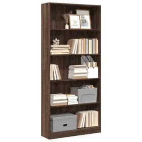 Engineered wood brown oak bookshelf 80x24x176 cm by , Bookcases and shelves - Ref: Foro24-857859, Price: 86,38 €, Discount: %