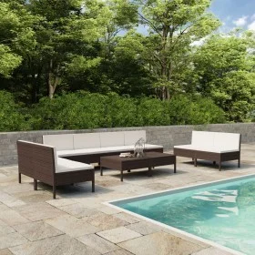 Garden furniture set 10 pieces with brown synthetic rattan cushions by vidaXL, Garden sets - Ref: Foro24-3056977, Price: 653,...