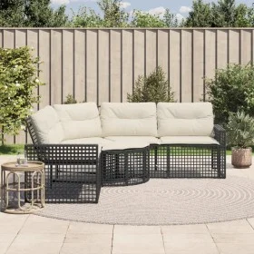 L-shaped garden sofa with black PE rattan cushions and footrest. by , Outdoor sofas - Ref: Foro24-365892, Price: 342,38 €, Di...