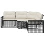 L-shaped garden sofa with black PE rattan cushions and footrest. by , Outdoor sofas - Ref: Foro24-365892, Price: 349,04 €, Di...