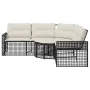 L-shaped garden sofa with black PE rattan cushions and footrest. by , Outdoor sofas - Ref: Foro24-365892, Price: 342,38 €, Di...