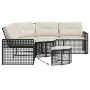 L-shaped garden sofa with black PE rattan cushions and footrest. by , Outdoor sofas - Ref: Foro24-365892, Price: 342,38 €, Di...