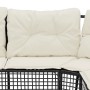 L-förmiges Gartensofa mit schwarzen PE-Rattan-Kissen und Fußhockern. von , Outdoor-Sofas - Ref: Foro24-365892, Preis: 349,04 ...