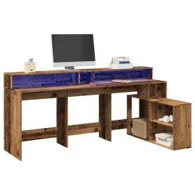 Schreibtisch mit LED-Beleuchtung, verwittertes Holz, 200x104x91 cm. von , Schreibtische - Ref: Foro24-3309472, Preis: 192,04 ...