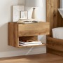 Wall-mounted bedside table 2 units oak artisan by , Nightstands - Ref: Foro24-856823, Price: 78,48 €, Discount: %