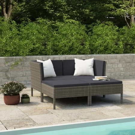 4-piece garden furniture set and gray synthetic rattan cushions by vidaXL, Garden sets - Ref: Foro24-3056968, Price: 252,71 €...