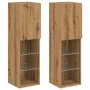 TV-Möbel mit LED-Lichtern, 2 Stück, handgefertigte Eiche, 30,5x30x102 cm. von , TV-Möbel - Ref: Foro24-857679, Preis: 110,99 ...