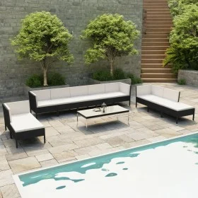 10-teiliges Gartenmöbel-Set synthetische Rattankissen schwarz von vidaXL, Gartensets - Ref: Foro24-3056974, Preis: 908,23 €, ...