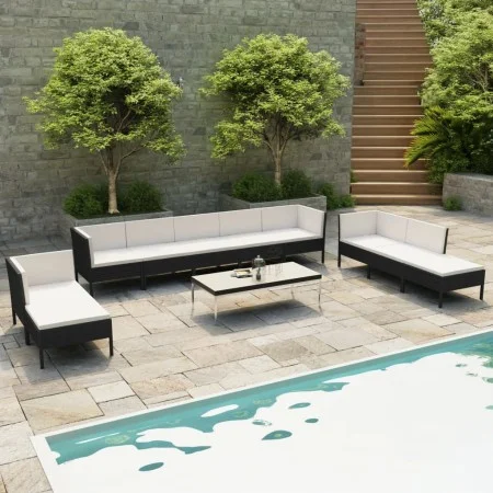 10-teiliges Gartenmöbel-Set synthetische Rattankissen schwarz von vidaXL, Gartensets - Ref: Foro24-3056974, Preis: 908,23 €, ...