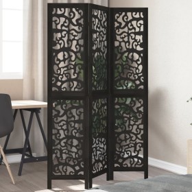 Biombo separador de 3 paneles madera maciza Paulownia negro de , Divisores de ambientes - Ref: Foro24-358750, Precio: 92,31 €...