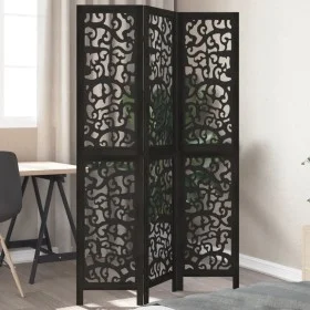Three-panel solid Paulownia wood room divider screen in black. by , Room dividers - Ref: Foro24-358750, Price: 90,37 €, Disco...