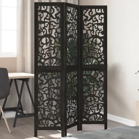 Three-panel solid Paulownia wood room divider screen in black. by , Room dividers - Ref: Foro24-358750, Price: 90,37 €, Disco...
