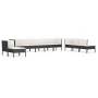 10-teiliges Gartenmöbel-Set synthetische Rattankissen schwarz von vidaXL, Gartensets - Ref: Foro24-3056974, Preis: 908,23 €, ...