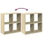 Wooden room divider bookcase in Sonoma oak engineering 69.5x29x69.5 cm by , Bookcases and shelves - Ref: Foro24-858005, Price...