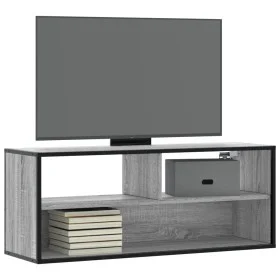 TV-Möbel aus Eichenholz und Metall, 100x31x39,5 cm, rauchige Eiche. von , TV-Möbel - Ref: Foro24-848937, Preis: 47,01 €, Raba...