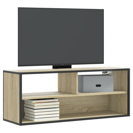 TV-Möbel aus Holzwerkstoff und Metall in Eiche Sonoma, 100x31x39,5 cm. von , TV-Möbel - Ref: Foro24-848935, Preis: 56,35 €, R...