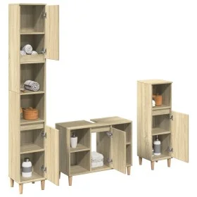 3-piece bathroom furniture set made of Sonoma oak plywood. by , Bathroom furniture - Ref: Foro24-3325079, Price: 177,12 €, Di...