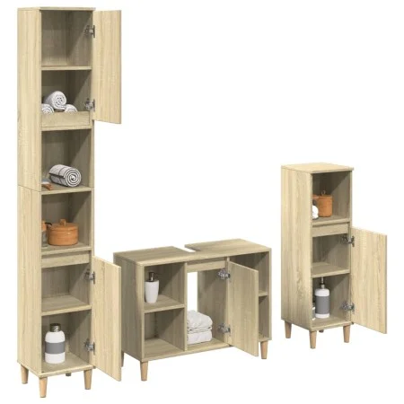 3-teiliges Badezimmermöbelset aus Eichenholz-Sonoma-Sperrholz. von , Badezimmermöbel - Ref: Foro24-3325079, Preis: 177,12 €, ...