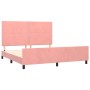Estructura de cama con cabecero de terciopelo rosa 180x200 cm