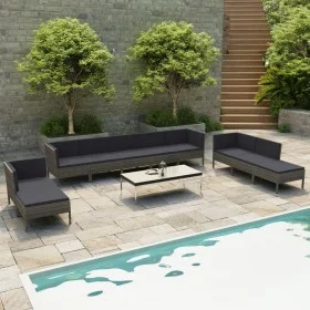 Garden furniture set 10 pieces and gray synthetic rattan cushions by vidaXL, Garden sets - Ref: Foro24-3056976, Price: 796,14...