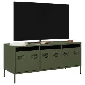 TV-Möbel aus kaltgewalztem Stahl in Olivgrün 101,5x39x43,5 cm von , TV-Möbel - Ref: Foro24-851230, Preis: 93,19 €, Rabatt: %