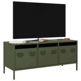 TV stand made of cold-rolled steel in olive green, 101.5x39x43.5 cm by , TV Furniture - Ref: Foro24-851230, Price: 94,07 €, D...