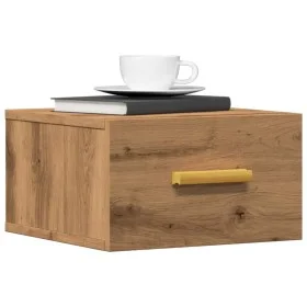 Wall-mounted bedside table in artisan oak color, 35x35x20 cm. by , Nightstands - Ref: Foro24-857065, Price: 32,95 €, Discount: %