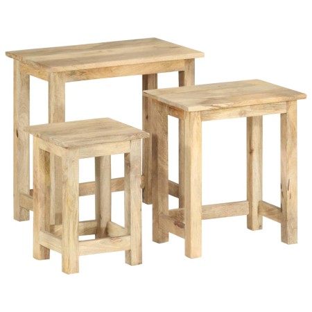 Stackable tables, set of 3, made of solid mango wood. by , Side tables - Ref: Foro24-287489, Price: 158,23 €, Discount: %