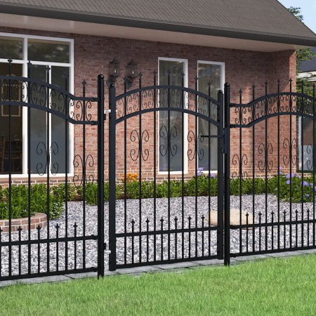 Puerta de valla punta lanza acero recubierto negro 103x175cm de , Puertas de jardín - Ref: Foro24-151091, Precio: 162,72 €, D...