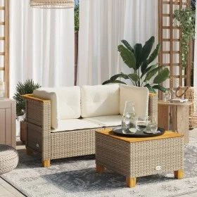 Gartenecksofas mit 2 Kissen aus synthetischem Rattan in Beige. von , Outdoor-Sofas - Ref: Foro24-365916, Preis: 173,59 €, Rab...
