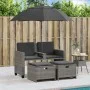 Sofá jardín 2 plazas con sombrilla y taburetes ratán PE gris by , Outdoor sofas - Ref: Foro24-365885, Price: 246,05 €, Discou...