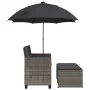 Sofá jardín 2 plazas con sombrilla y taburetes ratán PE gris by , Outdoor sofas - Ref: Foro24-365885, Price: 246,05 €, Discou...