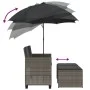 Sofá jardín 2 plazas con sombrilla y taburetes ratán PE gris by , Outdoor sofas - Ref: Foro24-365885, Price: 246,05 €, Discou...