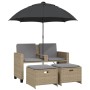 Sofá jardín 2 plazas con sombrilla y taburetes ratán PE beige von , Outdoor-Sofas - Ref: Foro24-365887, Preis: 250,63 €, Raba...