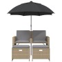 Sofá jardín 2 plazas con sombrilla y taburetes ratán PE beige von , Outdoor-Sofas - Ref: Foro24-365887, Preis: 250,63 €, Raba...