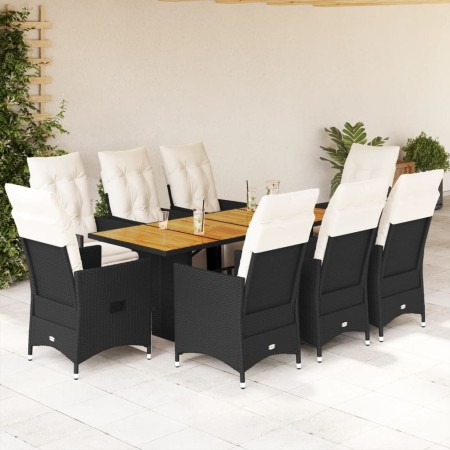 Set de comedor de jardín 9 pzas y cojines ratán sintético negro by , Garden sets - Ref: Foro24-3276862, Price: 1,00 €, Discou...